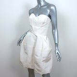 Oscar de La Renta Strapless Mini Dress Cream Silk Faille Size 4