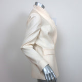 Valentino Double Collar Blazer Jacket Ivory Wool-Silk Size 42 NEW