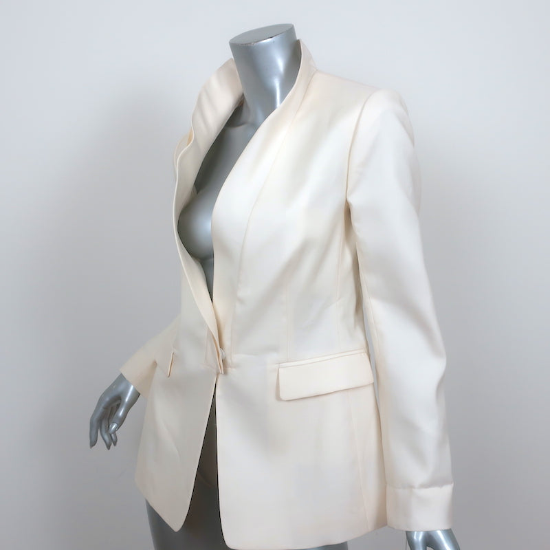 Valentino Double Collar Blazer Jacket Ivory Wool-Silk Size 42 NEW