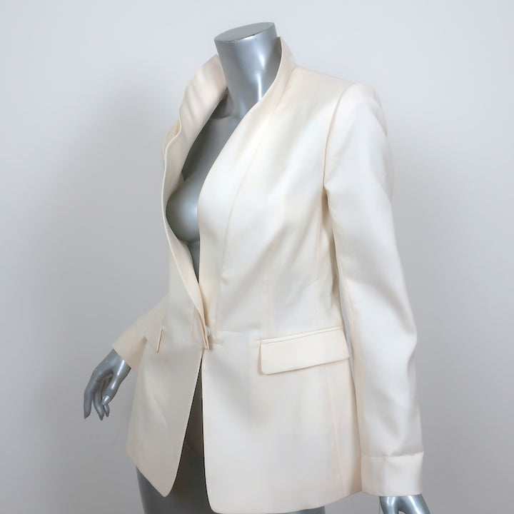 Valentino Double Collar Blazer Jacket Ivory Wool-Silk Size 42 NEW