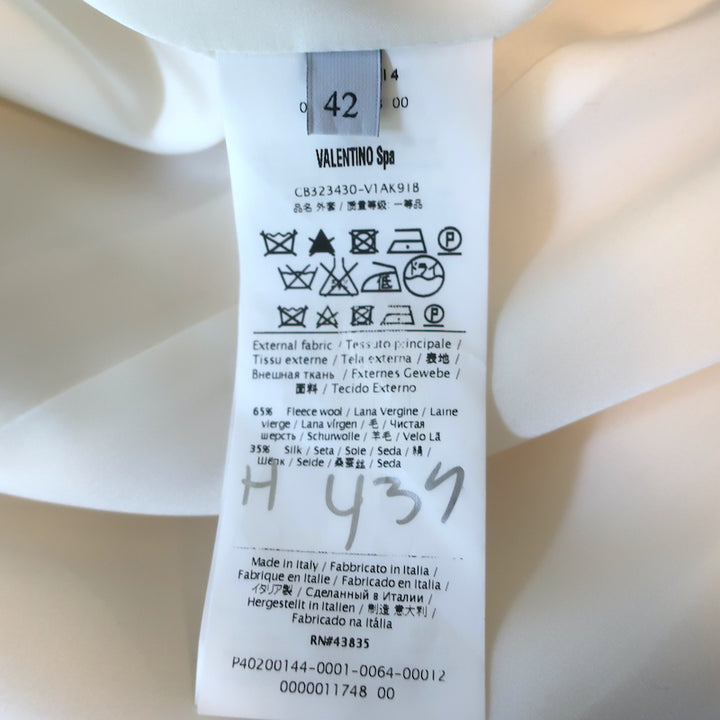 Valentino Double Collar Blazer Jacket Ivory Wool-Silk Size 42 NEW