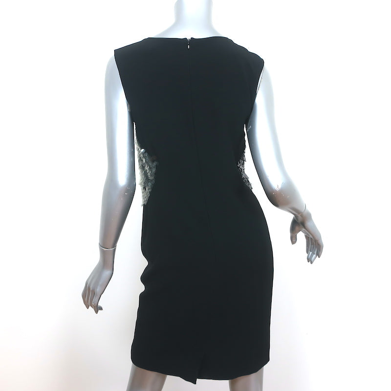 Jil Sander Pailette-Embellished Dress Black Crepe Size 38 Sleeveless Shift