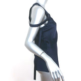 Helmut Lang Harness Shoulder Tank Top Ink Blue Satin Size Small NEW