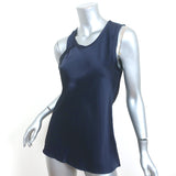 Helmut Lang Harness Shoulder Tank Top Ink Blue Satin Size Small NEW