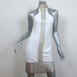 CDGNY Chainmail-Trim Mini Halter Dress White Jersey Size 6