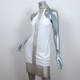 CDGNY Chainmail-Trim Mini Halter Dress White Jersey Size 6