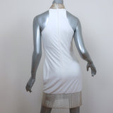 CDGNY Chainmail-Trim Mini Halter Dress White Jersey Size 6