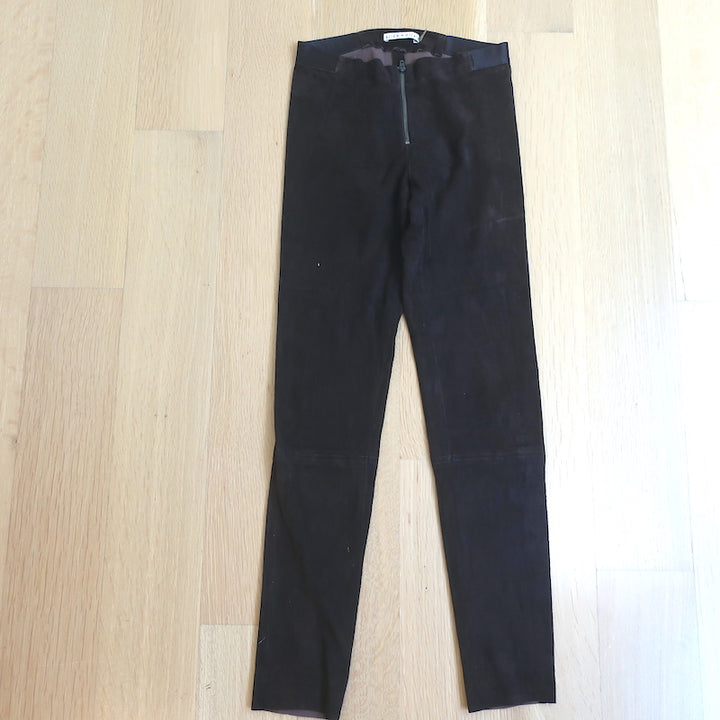 Alice + Olivia Zip Front Suede Leggings Dark Brown Size 0