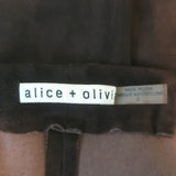 Alice + Olivia Zip Front Suede Leggings Dark Brown Size 0