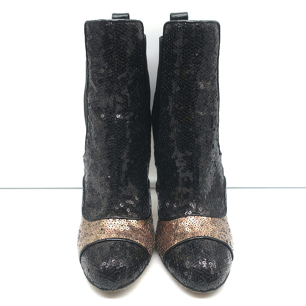 Oscar de la Renta Two Tone Sequin Ankle Boots Black/Copper Size 40 –  Celebrity Owned