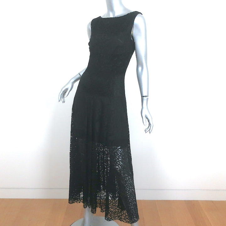 Talbot Runhof Sleeveless Lace Midi Dress Black Size 6
