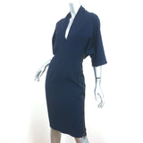 Lanvin 2011 Side-Zip Batwing Dress Navy Neoprene Size 40