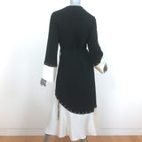 Tory Burch Mixed Material Wrap Dress Black Jersey & Cream Satin Size Small NEW