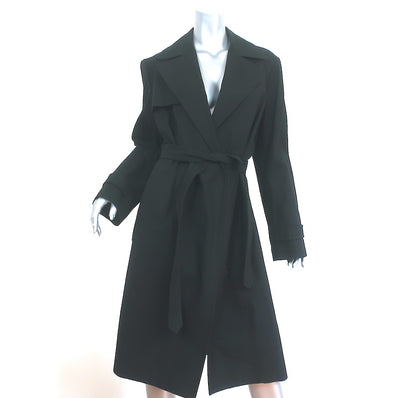 Helmut Lang Trench Coat Black Cotton Size Large Belted Jacket