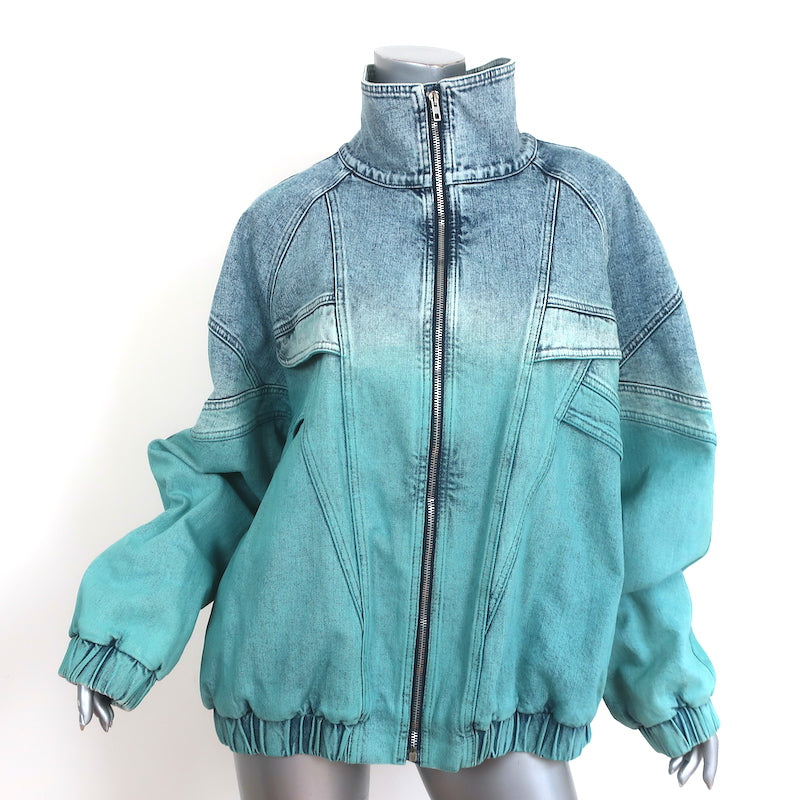 Stella McCartney Retro Denim Windbreaker Jacket Blue Ombre Size 48