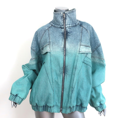 Stella McCartney Retro Denim Windbreaker Jacket Blue Ombre Size 48 NEW