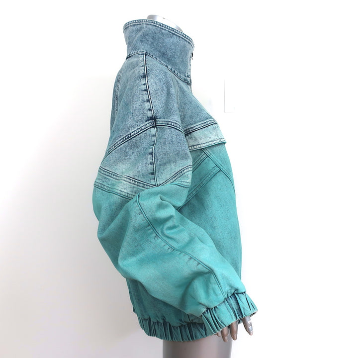 Stella McCartney Retro Denim Windbreaker Jacket Blue Ombre Size 48 NEW
