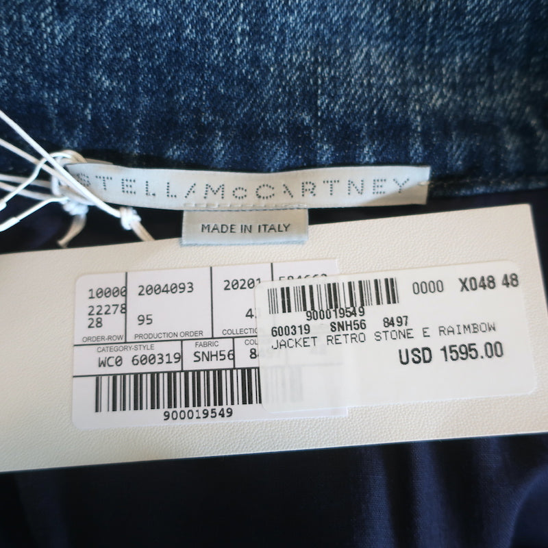 Stella McCartney Retro Denim Windbreaker Jacket Blue Ombre Size 48 NEW