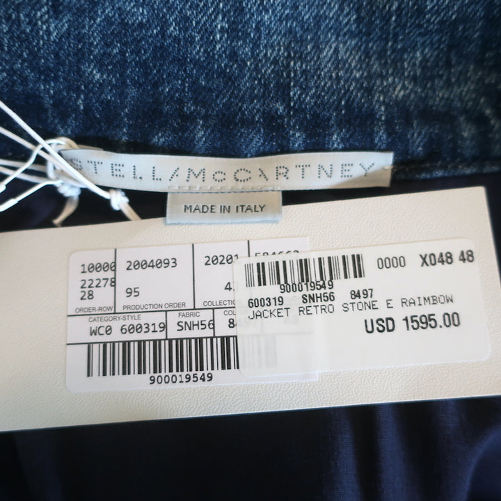 Stella McCartney Retro Denim Windbreaker Jacket Blue Ombre Size 48 NEW
