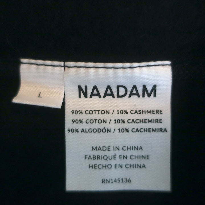 Naadam Fleece Hoodie Sweatshirt Black Cotton-Cashmere Size Large NEW