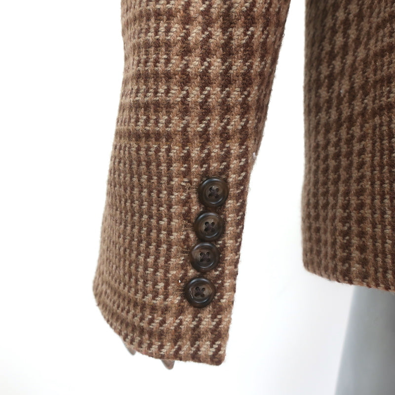 Ralph Lauren Collection Tweed Blazer Brown Checked Wool-Blend Size 12