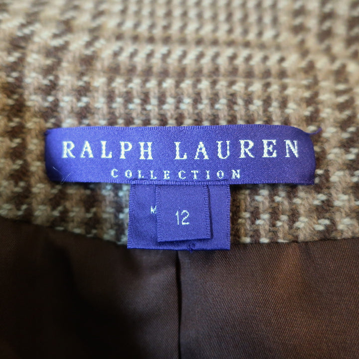 Ralph Lauren Collection Tweed Blazer Brown Checked Wool-Blend Size 12