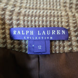 Ralph Lauren Collection Tweed Blazer Brown Checked Wool-Blend Size 12