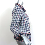 Oscar de la Renta Sequined Tweed Jacket Blue/Pink Cotton-Blend Size 12 NEW