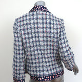 Oscar de la Renta Sequined Tweed Jacket Blue/Pink Cotton-Blend Size 12 NEW