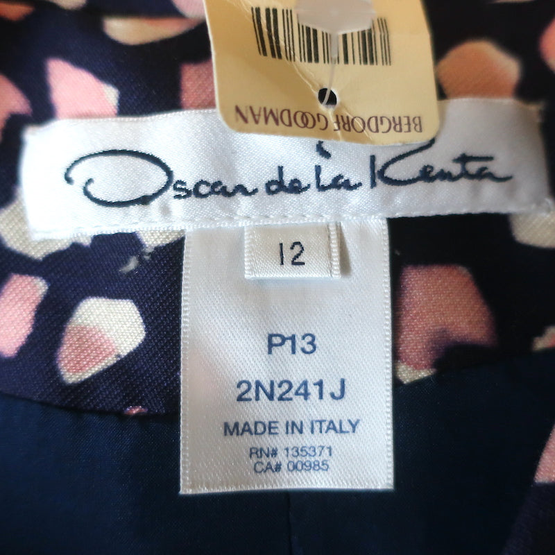 Oscar de la Renta Sequined Tweed Jacket Blue/Pink Cotton-Blend Size 12 NEW