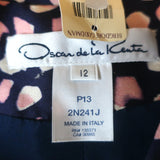 Oscar de la Renta Sequined Tweed Jacket Blue/Pink Cotton-Blend Size 12 NEW