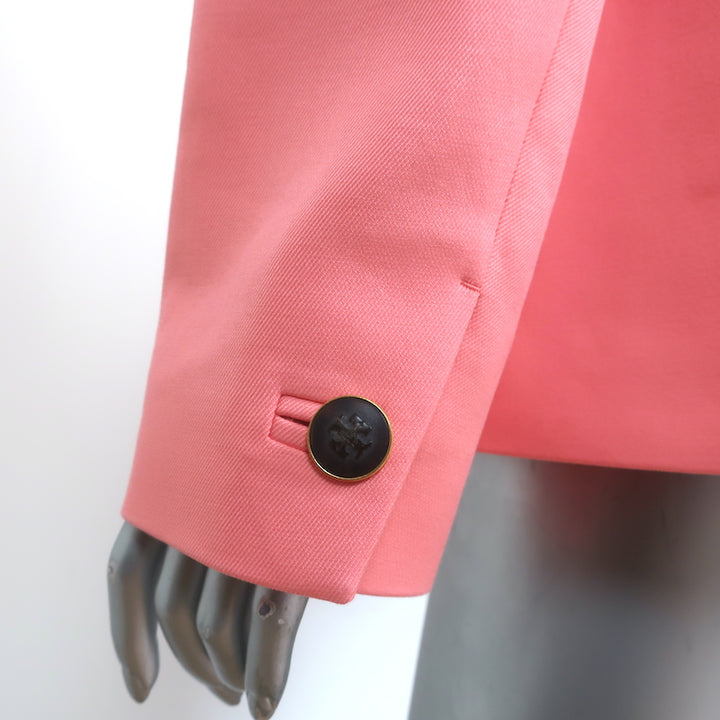 Tory Burch Blazer Salmon Double Weave Cotton Size 12 Three-Button Jacket
