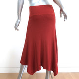 Ulla Johnson Asymmetric Midi Skirt Alessia Crimson Ribbed Knit Size Medium