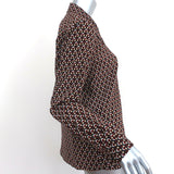 Nili Lotan Simone Shirt Brown Geometric Print Size Large Long Sleeve Top NEW