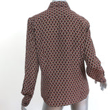 Nili Lotan Simone Shirt Brown Geometric Print Size Large Long Sleeve Top NEW