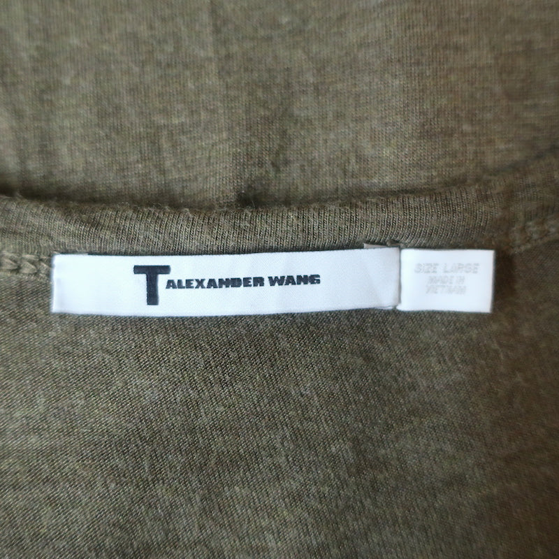 T by Alexander Wang Overlap Dress Olive Jersey Size Large Sleeveless Midi