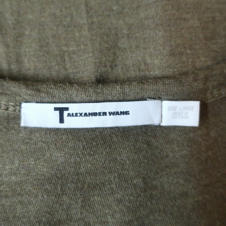 T by Alexander Wang Overlap Dress Olive Jersey Size Large Sleeveless Midi