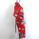 Diane von Furstenberg Julian Wrap Dress Asher Vermillion Floral Size 14 NEW