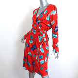 Diane von Furstenberg Julian Wrap Dress Asher Vermillion Floral Size 14 NEW