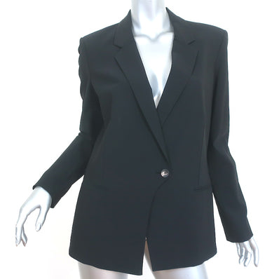 Helmut Lang Front Overlap Blazer Black Stretchy Wool Size 10