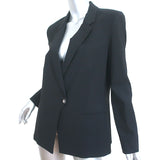 Helmut Lang Front Overlap Blazer Black Stretchy Wool Size 10