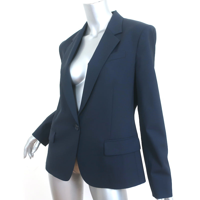 Theory Gabe N Blazer Navy Stretch Wool Size 12 One-Button Jacket
