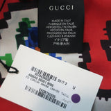 Gucci Needlepoint Floral Print Scarf Red/White Silk Twill NEW