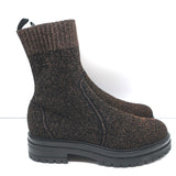 Gianvito Rossi Torrance Sock Boots Black/Bronze Lurex Knit Size 38 Ankle Boots