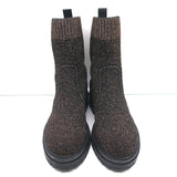Gianvito Rossi Torrance Sock Boots Black/Bronze Lurex Knit Size 38 Ankle Boots