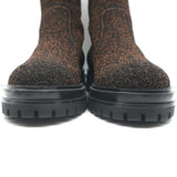 Gianvito Rossi Torrance Sock Boots Black/Bronze Lurex Knit Size 38 Ankle Boots