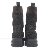 Gianvito Rossi Torrance Sock Boots Black/Bronze Lurex Knit Size 38 Ankle Boots