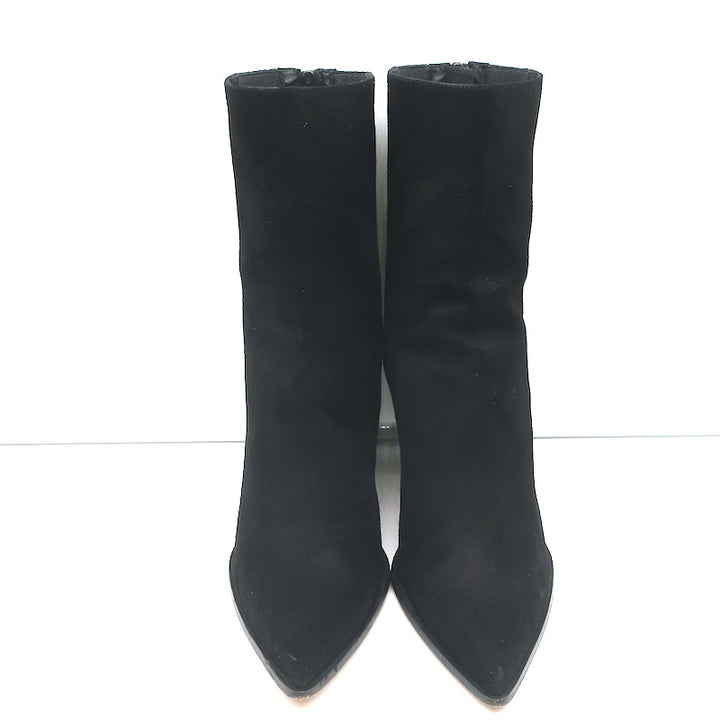 Aquazzura Saint Honore 70 Boots Black Suede Size 38.5 Pointed Toe High Heel