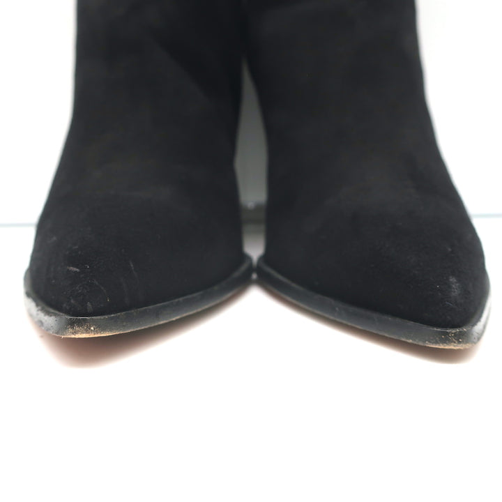 Aquazzura Saint Honore 70 Boots Black Suede Size 38.5 Pointed Toe High Heel
