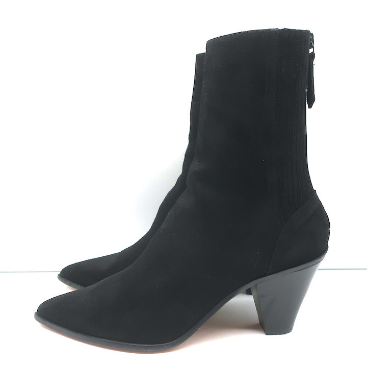 Aquazzura Saint Honore 70 Boots Black Suede Size 38.5 Pointed Toe High Heel